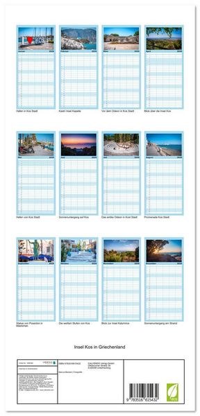 Produktbild: Familienplaner 2026 - Insel Kos in Griechenland mit 5 Spalten (Wandkalender, 21 x 45 cm) CALVENDO