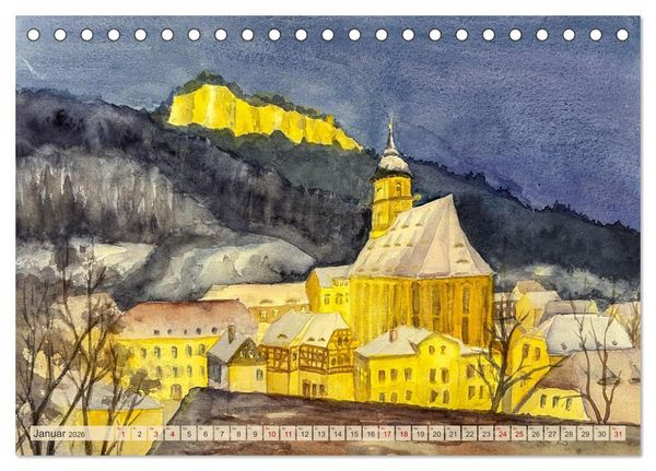 Produktbild: Dresden und das Elbtal - Ein Aquarellkalender von Claudia Pinkau (Tischkalender 2026 DIN A5 quer), CALVENDO Monatskalender