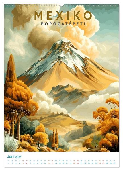 Produktbild: Mexiko - Old School Poster Style (hochwertiger Premium Wandkalender 2027 DIN A2 hoch), Kunstdruck in Hochglanz