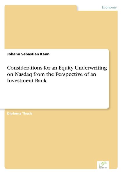 Produktbild: Considerations for an Equity Underwriting on Nasdaq from the Perspective of an Investment Bank