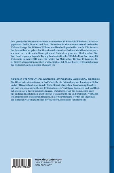 Produktbild: Die Gr&uuml;ndung der drei Friedrich-Wilhelms-Universit&auml;ten