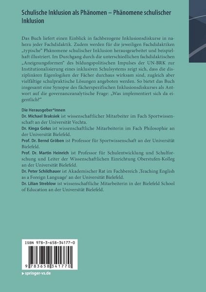 Produktbild: Schulische Inklusion als Ph&auml;nomen &ndash; Ph&auml;nomene schulischer Inklusion