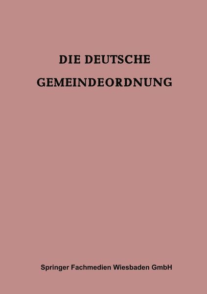 Produktbild: Die Deutsche Gemeindeordnung