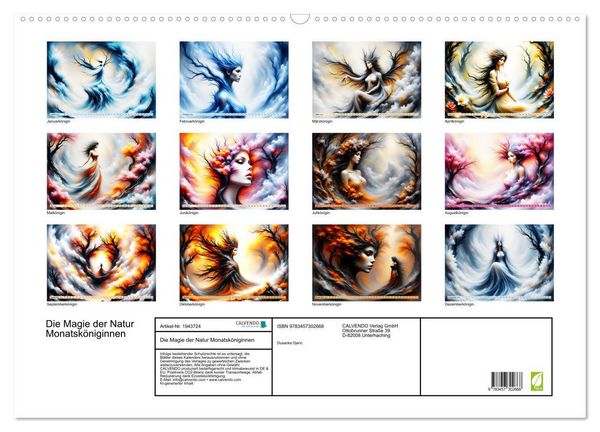 Produktbild: Die Magie der Natur Monatsk&ouml;niginnen (Wandkalender 2026 DIN A2 quer), CALVENDO Monatskalender
