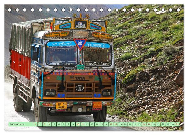 Produktbild: Indien Farbenfrohe LKW (Tischkalender 2026 DIN A5 quer), CALVENDO Monatskalender