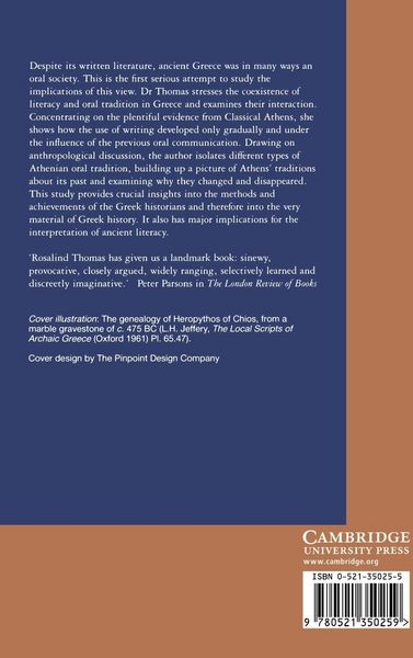 Produktbild: Oral Tradition and Written Record in Classical Athens