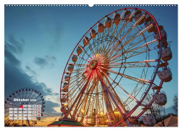 Produktbild: Riesenr&auml;der und Kirmes (Wandkalender 2026 DIN A2 quer), CALVENDO Monatskalender