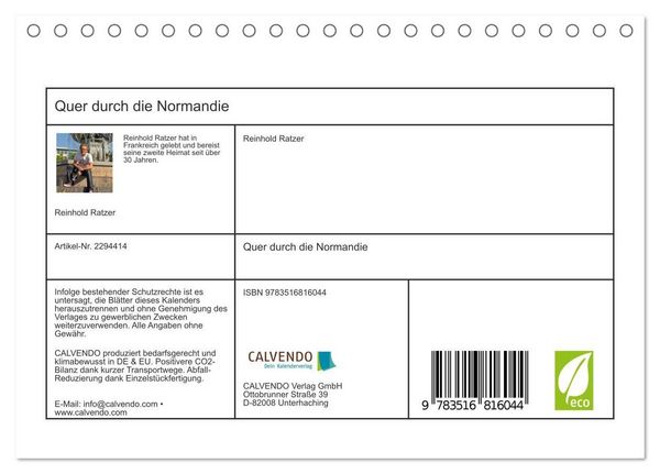 Produktbild: Quer durch die Normandie (Tischkalender 2027 DIN A5 quer), CALVENDO Monatskalender