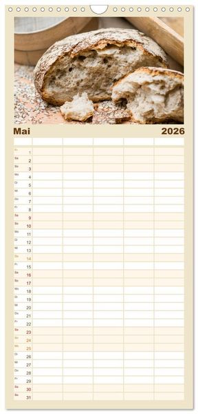 Produktbild: Familienplaner 2026 - Brot & Kaffee Impressionen 2026 mit 5 Spalten (Wandkalender, 21 x 45 cm) CALVENDO
