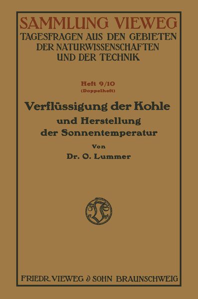 Produktbild: Verfl&uuml;ssigung der Kohle und Herstellung der Sonnentemperatur