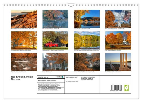 Produktbild: Neu England, Indian Summer (Wandkalender 2026 DIN A3 quer), CALVENDO Monatskalender