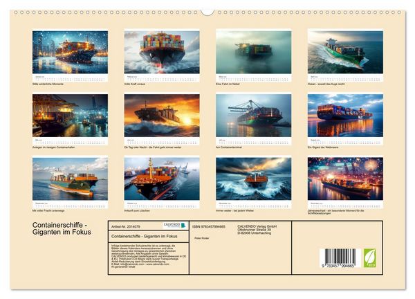 Produktbild: Containerschiffe - Giganten im Fokus (hochwertiger Premium Wandkalender 2026 DIN A2 quer), Kunstdruck in Hochglanz