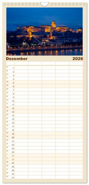 Produktbild: Familienplaner 2026 - KAISERLICHES BUDAPEST mit 5 Spalten (Wandkalender, 21 x 45 cm) CALVENDO