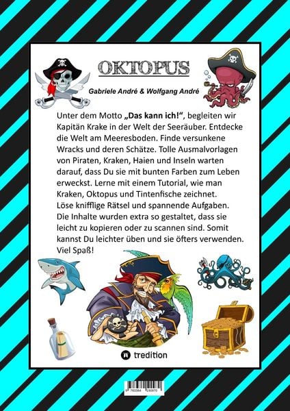 Produktbild: CRAFTBOOK - 120 SEITEN TOLLE AUSMALMOTIVE - KRAKEN - HAIE - INSELN - PIRATEN - WISSENSWERTES - TUTORIAL - KNIFFLIGE R&Auml;TSEL & AUFGABEN - SCHATZ