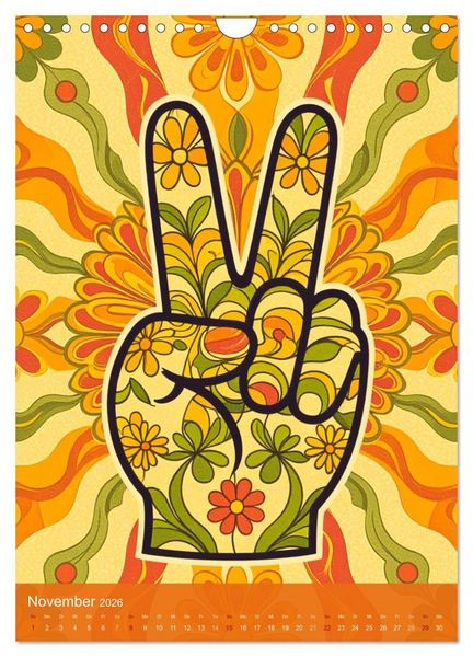 Produktbild: Flower Power Dreams - Retro 70s Art (Wandkalender 2026 DIN A4 hoch), CALVENDO Monatskalender