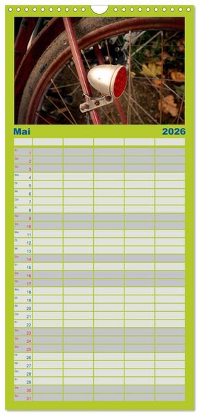 Produktbild: Familienplaner 2026 - Weltfahrrad mit 5 Spalten (Wandkalender, 21 x 45 cm) CALVENDO