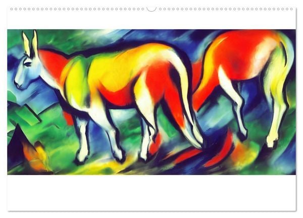 Produktbild: Bauernhoftiere, expressionistisch bunt (Wandkalender 2026 DIN A2 quer), CALVENDO Monatskalender