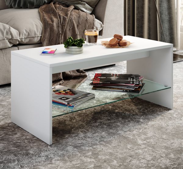 Produktbild: Holz Sofatisch Couchtisch Glas Wisal