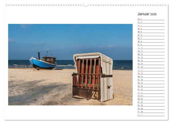 Produktbild: Zeit f&uuml;r Erholung - Insel Usedom / Geburtstagskalender (Wandkalender 2026 DIN A2 quer), CALVENDO Monatskalender