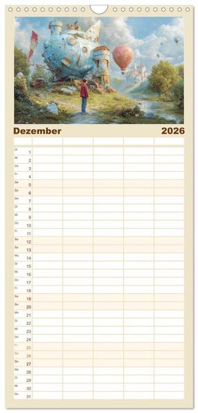 Produktbild: Familienplaner 2026 - Paradoxe fantastische Welten - M&auml;rchenhaft verspielt mit 5 Spalten (Wandkalender, 21 x 45 cm) CALVENDO