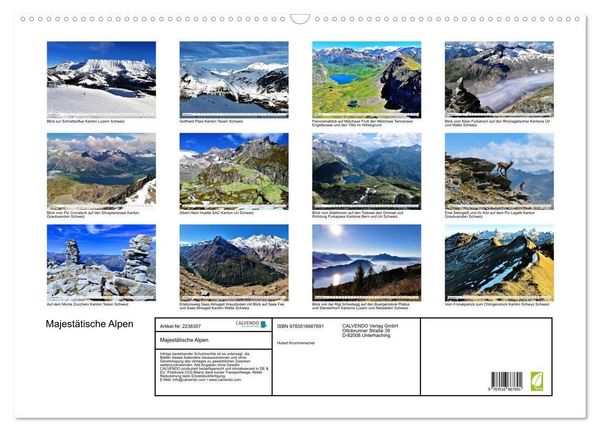 Produktbild: Majest&auml;tische Alpen (Wandkalender 2026 DIN A2 quer), CALVENDO Monatskalender