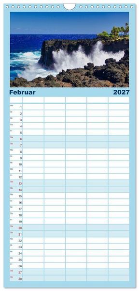 Produktbild: Familienplaner 2027 - La Reunion - Traumhafte K&uuml;sten und Hochgebirge mit 5 Spalten (Wandkalender, 21 x 45 cm) CALVENDO