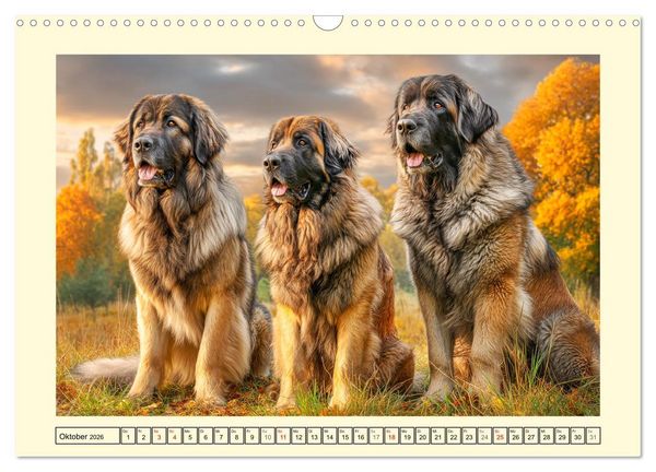 Produktbild: Der Leonberger. Majest&auml;tische L&ouml;wenhunde im Licht der Natur (Wandkalender 2026 DIN A3 quer), CALVENDO Monatskalender