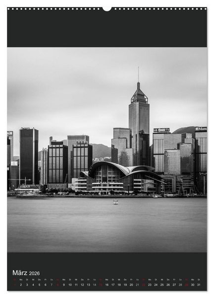 Produktbild: Hongkong schwarzwei&szlig; (hochwertiger Premium Wandkalender 2026 DIN A2 hoch), Kunstdruck in Hochglanz