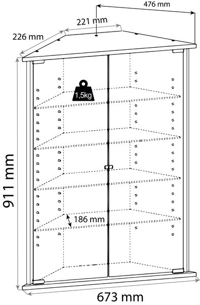 Produktbild: Holz Glas Eckvitrine Vitrine Sammelvitrine Jecka L