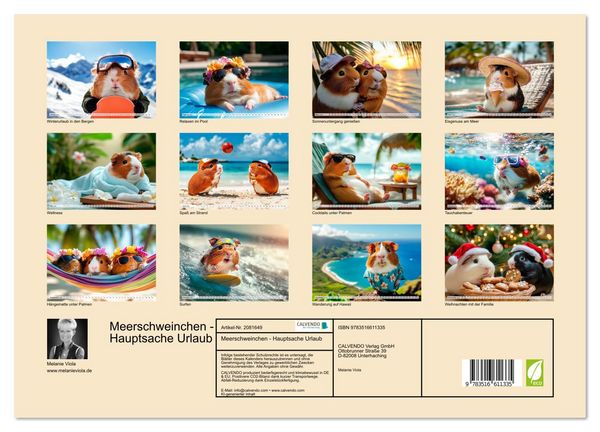 Produktbild: Meerschweinchen - Hauptsache Urlaub (hochwertiger Premium Wandkalender 2026 DIN A2 quer), Kunstdruck in Hochglanz