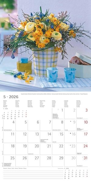 Produktbild: Alpha Edition - Blumenträume 2026 Broschürenkalender, 30x30cm, Wandkalender mit Platz für Notizen und Termine, hochwertige Bildmotive, Mondphasen, Mon