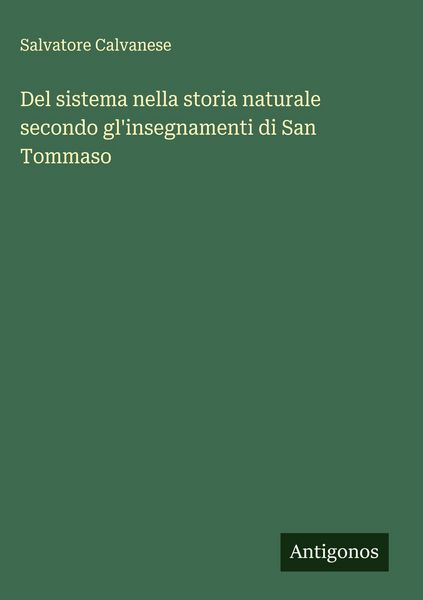 Produktbild: Del sistema nella storia naturale secondo gl'insegnamenti di San Tommaso