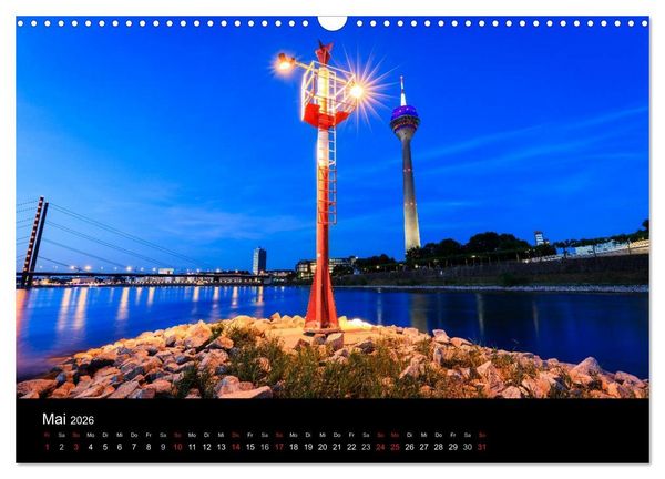 Produktbild: D&uuml;sseldorf bei Nacht (Wandkalender 2026 DIN A3 quer), CALVENDO Monatskalender