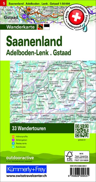 Produktbild: K&uuml;mmerly+Frey Wandertourenkarte 5 Saanenland 1:50.000