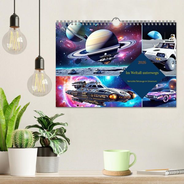 Produktbild: Im Weltall unterwegs - Verr&uuml;ckte Fahrzeuge im Universum (Wandkalender 2026 DIN A4 quer), CALVENDO Monatskalender