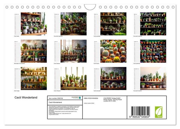 Produktbild: Cacti Wonderland (Wall Calendar 2026 DIN A4 landscape), CALVENDO 12 Month Wall Calendar