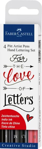 Produktbild: Faber-Castell Tuschestifte Pitt Artist Pens Hand Lettering, 4er Etui
