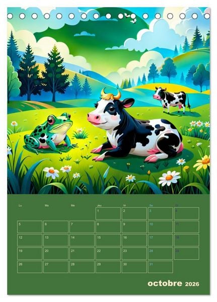 Produktbild: Les fables illustr&eacute;es (Calendrier de bureau 2026 DIN A5 horizontal), CALVENDO calendrier mensuel