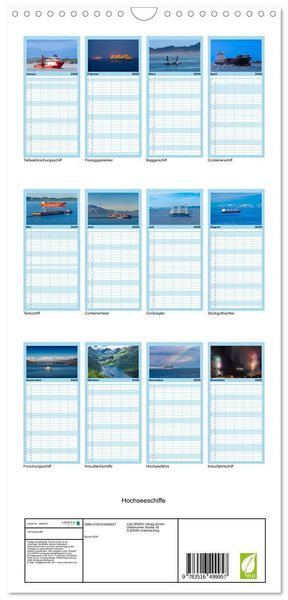 Produktbild: Familienplaner 2026 - Hochseeschiffe mit 5 Spalten (Wandkalender, 21 x 45 cm) CALVENDO