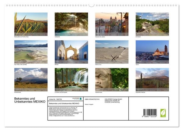 Produktbild: Bekanntes und Unbekanntes MEXIKO (hochwertiger Premium Wandkalender 2026 DIN A2 quer), Kunstdruck in Hochglanz