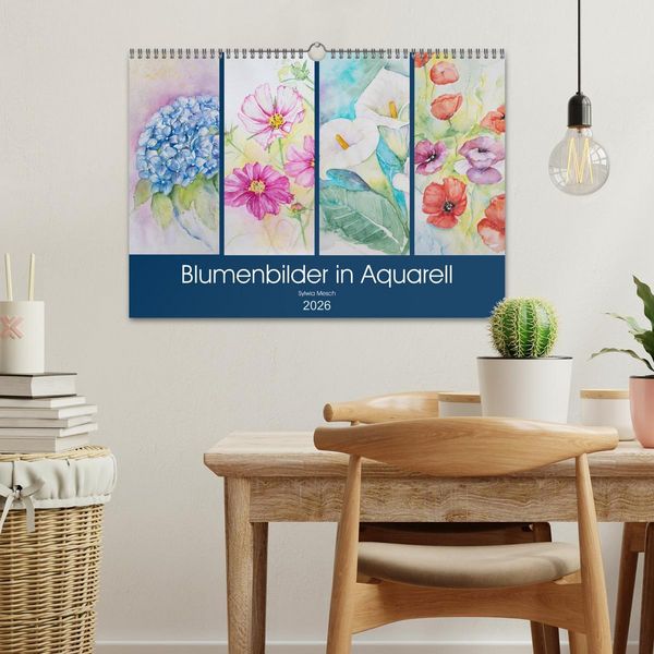 Produktbild: Blumenbilder in Aquarell (Wandkalender 2026 DIN A3 quer), CALVENDO Monatskalender