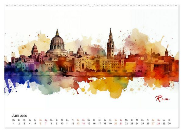 Produktbild: Skylines exklusiv (Wandkalender 2026 DIN A2 quer), CALVENDO Monatskalender