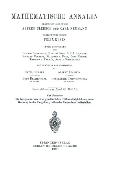 Produktbild: Die Integralkurven einer gew&ouml;hnlichen Differentialgleichung erster Ordnung in der Umgebung rationaler Unbestimmtheitsstellen