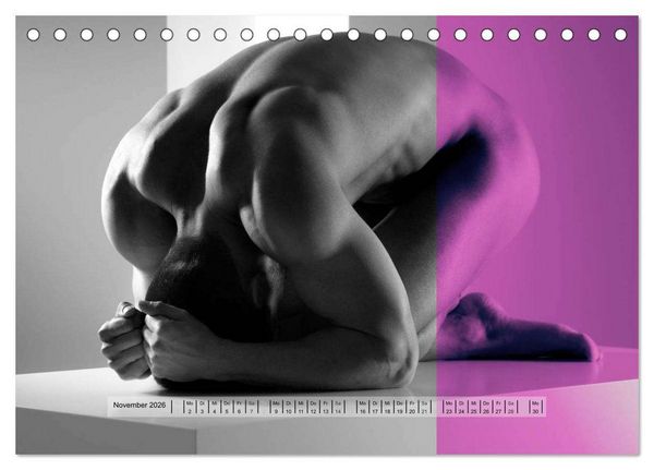 Produktbild: Naked men behind the colors &ndash; &Auml;sthetische Aktfotografien (Tischkalender 2026 DIN A5 quer), CALVENDO Monatskalender