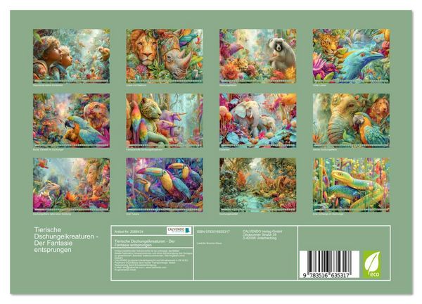Produktbild: Tierische Dschungelkreaturen - Der Fantasie entsprungen (Wandkalender 2026 DIN A4 quer), CALVENDO Monatskalender