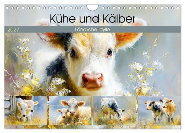 Kühe und Kälber. Ländliche Idylle (Wandkalender 2027 DIN A4 quer), CALVENDO Monatskalender