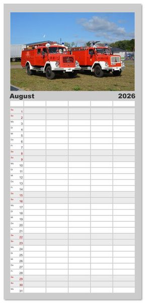 Produktbild: Familienplaner 2026 - Einsatzfahrzeuge aus Sachsen und Sachsen-Anhalt mit 5 Spalten (Wandkalender, 21 x 45 cm) CALVENDO