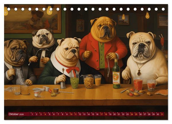 Produktbild: Boteros Hunde - Kunstvoller Kalender im Stile des Boterismo (Tischkalender 2026 DIN A5 quer), CALVENDO Monatskalender