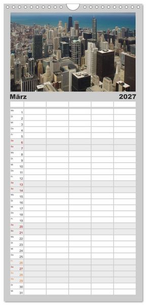 Produktbild: Familienplaner 2027 - beeindruckendes Chicago mit 5 Spalten (Wandkalender, 21 x 45 cm) CALVENDO