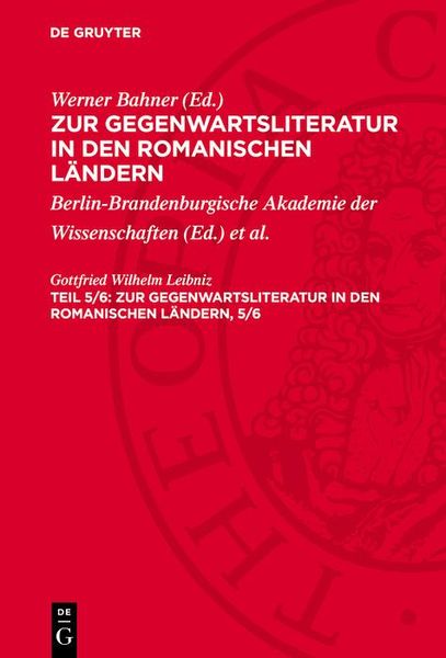 Produktbild: Zur Gegenwartsliteratur in den romanischen L&auml;ndern. Teil 5/6